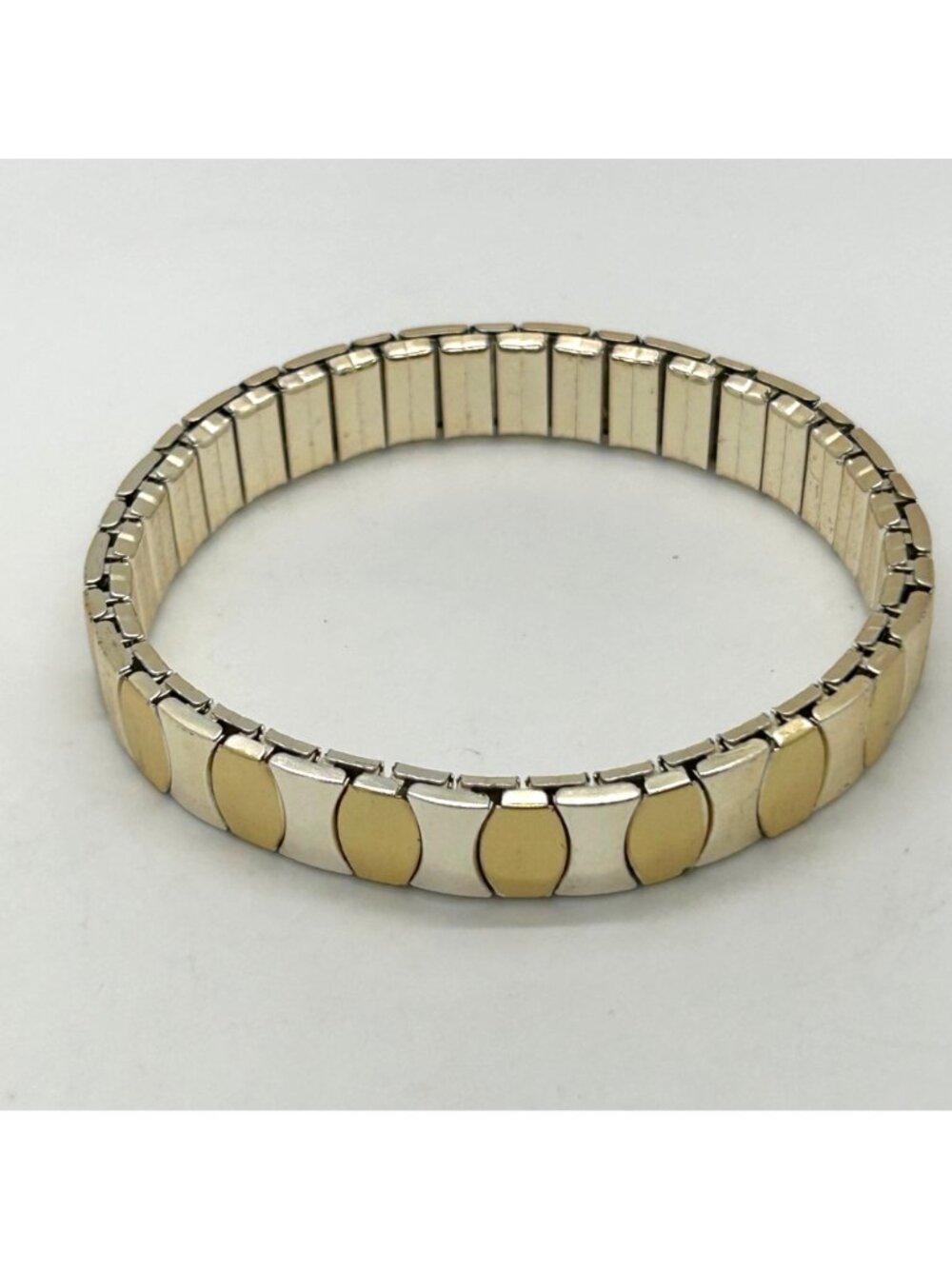 Vintage Gold Tone and Silver Tone Stretch Expansion Bracelet Mid Century Classic - Picture 3 of 14